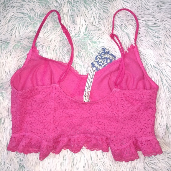 NWT Free People Fleur De Lys Pink Crop Cami Lg - Picture 5 of 7